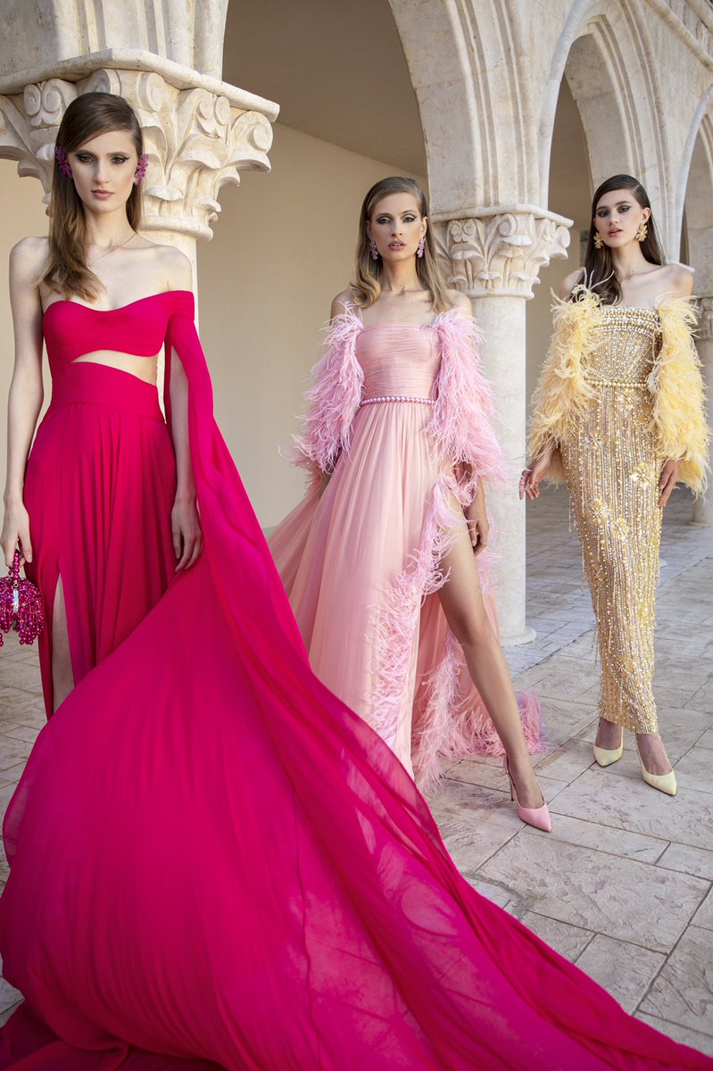 A fierce trio of flowing femininity, all perfect illustrations of the romanticism of an epoch brought back to life by Maison #GeorgesHobeika for the Fall-Winter 2021/22 Couture collection. 

#HobeikaMOD