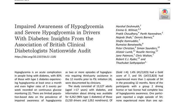 harshaldeshmukh's tweet photo. First national study looking at impaired awareness of hypoglycemia in drivers living with diabetes.  @ABCDiab @WilmotEmma @drpratikc @parthnarendran @ShafieMSK @drcwhull @BobRyderUK https://t.co/eX4fcTZa3J https://t.co/GHCD2KR4mt