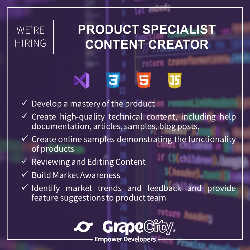 grapecity_al's tweet image. We're hiring!!
#grapecityal #grapecitylife #valuesthatprevail #hiring #wearehiring #softwaredeveloper #productspecialist #technical #contentcreator #middledeveloper #seniordeveloper #recruiting #nowhiring #recruitment #developer #applynow