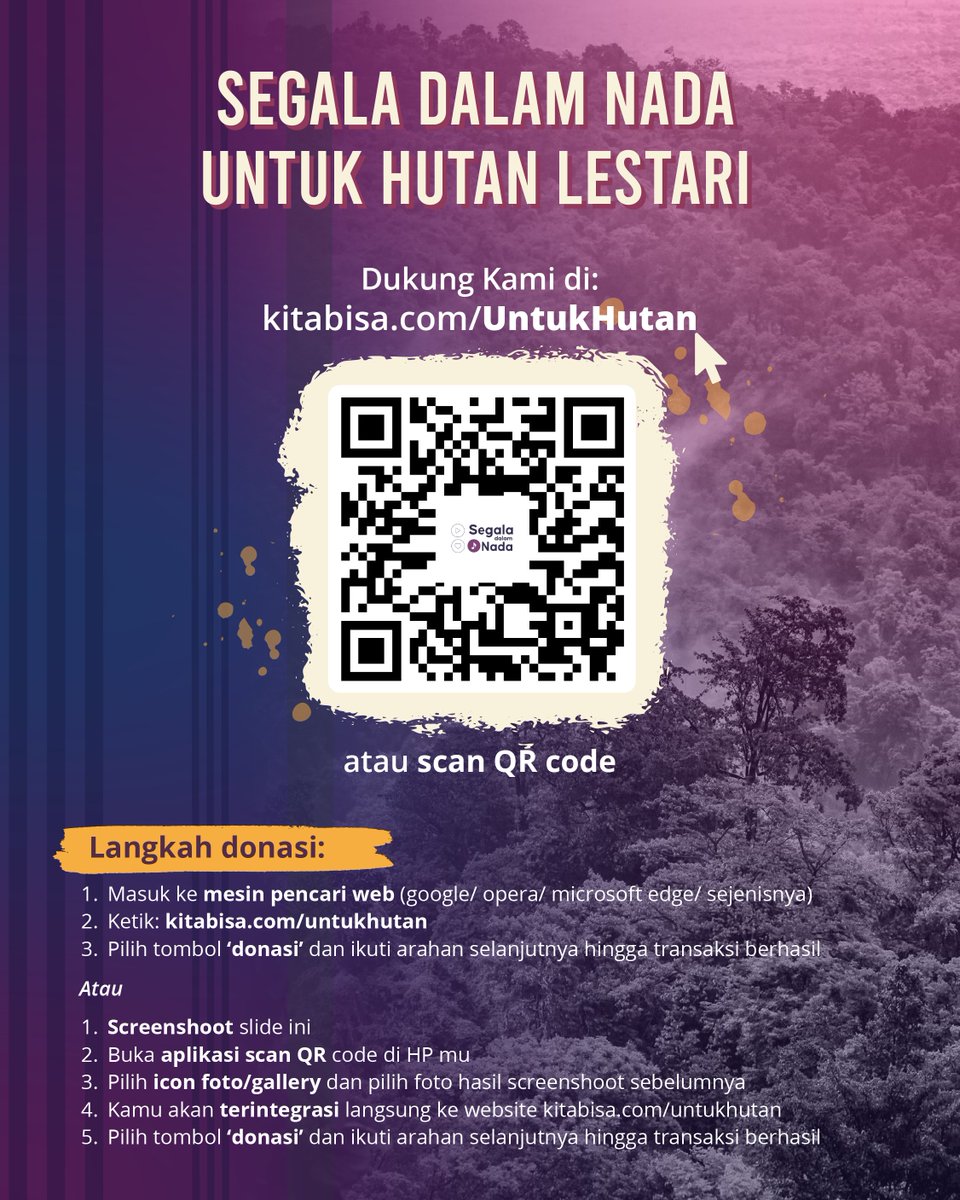 hutanituid's tweet photo. Kita bisa melakukan apapun dalam upaya pelestarian hutan sekalipun kita jauh dari hutan. Ayo berikan kontribusimu di https://t.co/bGI9ksthXB

#SegalaDalamJiwa #SegalaDalamNada #HariHutanIndonesia2021 #KitaBisaUntukHutan #KonserHariHutanIndonesia #KonserAmal #TalkshowCintaHutan https://t.co/vYRSMbE9GR