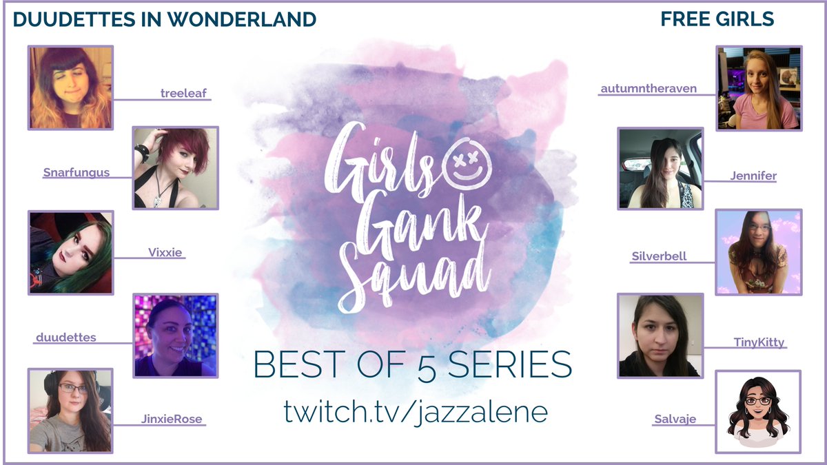 Catch #GirlsGankSquad tonight at 6 PM PT! The wonderful <a href="/PlastyQueen/">Plasticine</a> and <a href="/GOONGGWP/">SOTO 🇵🇷</a> will be your host!

Duudettes in Wonderland
<a href="/TreeLeefs/">treeleef</a> 
<a href="/snarfungus/">Snarfungus (She/They)</a> 
Vixxie
duudettes
<a href="/hellojinxierose/">JinxieRose</a> 

Free Girls
@autumntheraven 
Jennifer
@collanaro 
@DestnyBlackmoon 
<a href="/SalvajeGaming/">Salvaje</a>