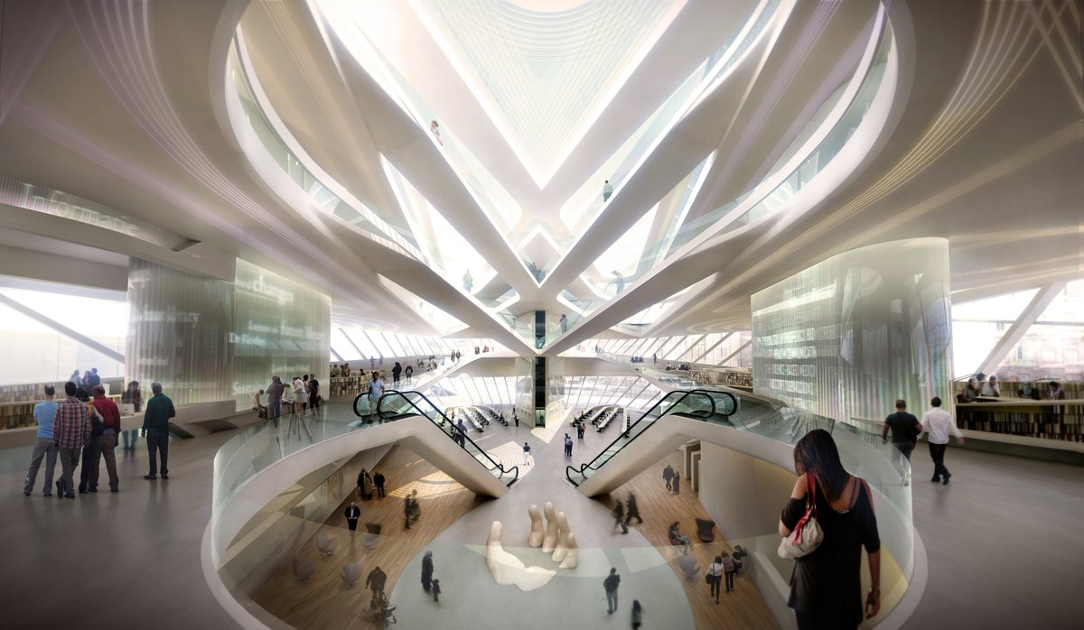 UNStudio_Arch's tweet image. The design for the Urban Library of the Future and Centre for New Media is fluid in form.

Accommodating to its surroundings and incorporating expansive sightlines, the design creates a flexible and open knowledge environment.

More: bit.ly/2Xll6Ai

#flexiblearchitecture