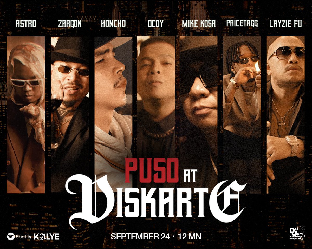 defjamPH's tweet photo. ๐จ The new #RekognizePH era is coming and we're dropping 'Puso at Diskarte' featuring #Astro, #Zargon, #Honcho, #Dcoy, #MikeKosa, #Pricetagg, and #LayzieFu on September 24! ๐ฅ #DefJamPH
Pre-save the track now on Spotify: https://t.co/Z5hggWtIId https://t.co/wTiZvOA1NU