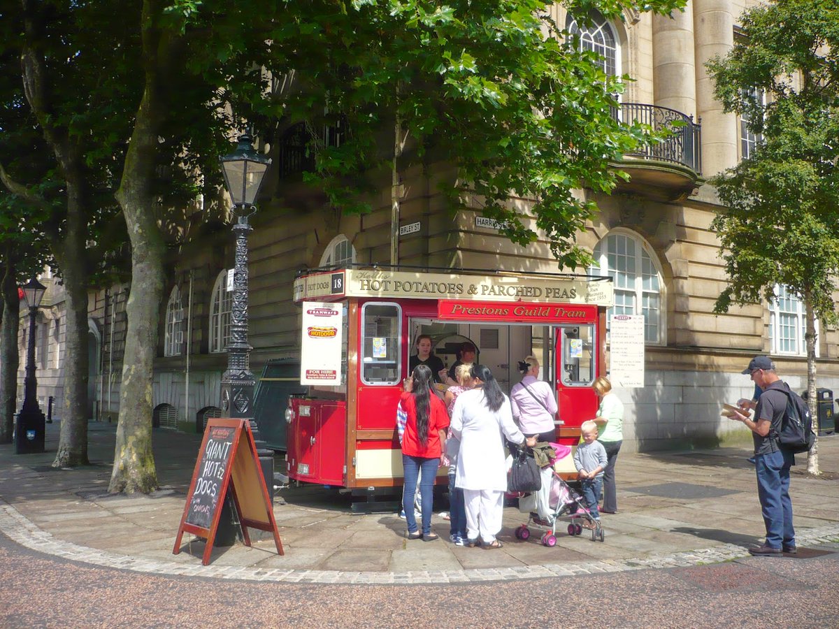What do you know about #Preston's local delicacy and traditional fast food - parched peas? Find out more at the Hot Potato Tram - on the Flag Market since 1955. Say the magic words in <a href="/PrestonHODs/">Preston Heritage Open Days</a> leaflet and you'll even get a discounted taste. Download at prestonheritageopendays.org
