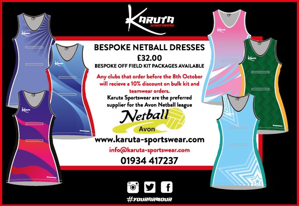 Avon Netball Association (@avonnetball) on Twitter photo π¨ <a href="/KarutaSports/">Karuta Sportswear</a> π¨
See below for info on a local kit supplier offering a 10% discount to Avon clubs on orders placed before 08/10 β¬οΈ
Advantages of using Karuta: local company, competitive prices, quick turnaround & one-off kit can be ordered.
For samples of kit, message us. π¨ <a href="/KarutaSports/">Karuta Sportswear</a> π¨
See below for info on a local kit supplier offering a 10% discount to Avon clubs on orders placed before 08/10 β¬οΈ
Advantages of using Karuta: local company, competitive prices, quick turnaround & one-off kit can be ordered.
For samples of kit, message us.