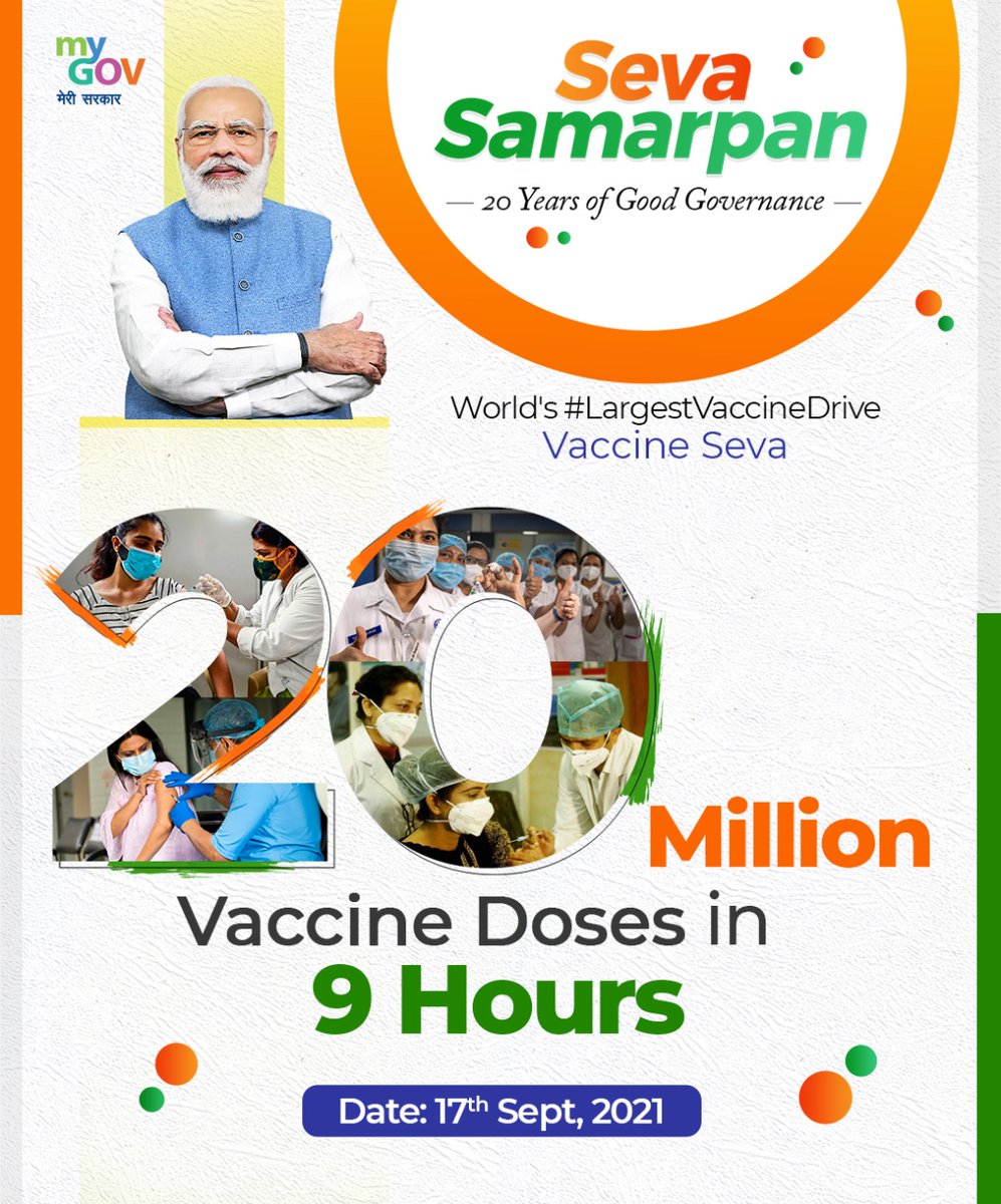 mygovindia's tweet photo. 9 hours. 2 Crore Vaccine Doses Administered. 
Great Going, India! #LargestVaccineDrive #VaccineSeva https://t.co/iGEse1TmXg