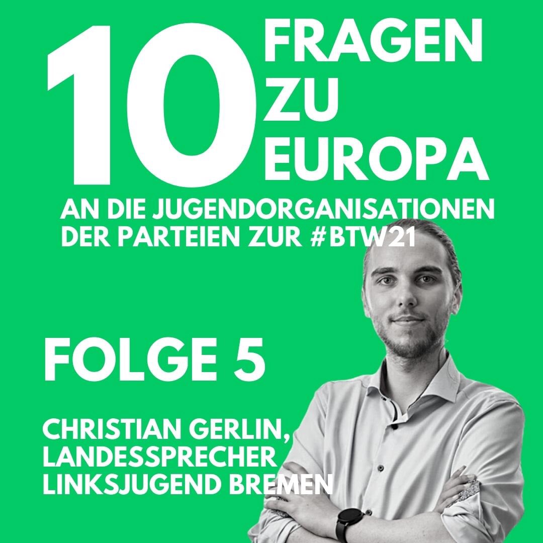 Die fünfte Folge unserer Podcastreihe „10 FRAGEN ZU EUROPA“ ist draußen, dieses Mal ist @GerlinChristian von der <a href="/LiJu_HB/">Linksjugend Bremen</a> zu Gast. Hier könnt ihr diese Folge und alle weiteren Folgen unserer Reihe hören:

open.spotify.com/episode/4FNOfR…

podcasts.apple.com/de/podcast/jef…