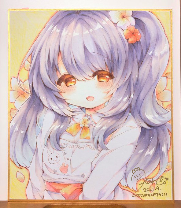 販売用色紙はプルメリアママを描きました🌸ママらしくやさしい雰囲気に描けたと思います。 