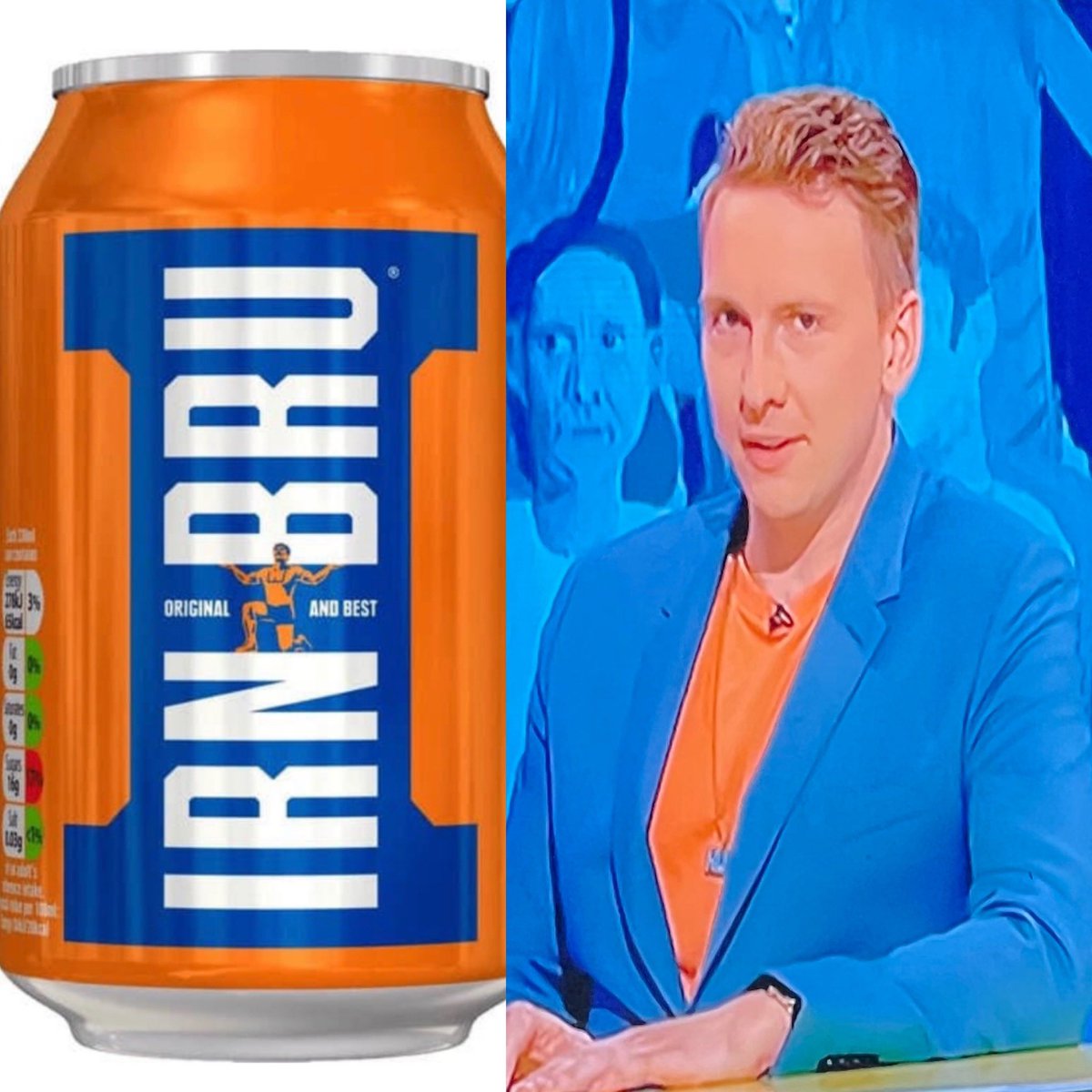 Wesgriffiths's tweet photo. @joelycett in partnership with @irnbru on @Channel4 ‘s Got Your Back 🤔😂 https://t.co/FgI7YrrPJA
