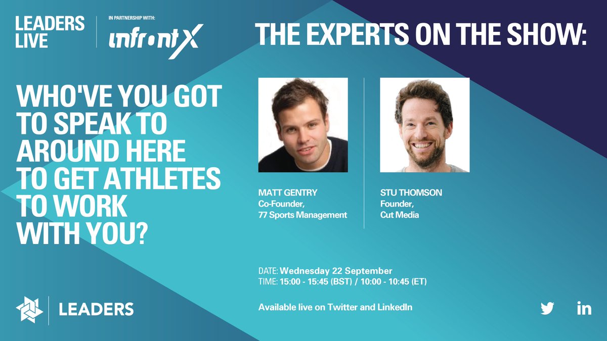 LeadersBiz's tweet photo. 🤔 How should athletes and brands work together to create great content?

It's a question we'll attempt to answer, with the help of @CutMedia1's Stu Thomson and @andy_murray's Business Affairs Manager Matt Gentry, next Wednesday on #LeadersLive.

➡️ https://t.co/FJOEguSiHq https://t.co/hnoXvC0s4o