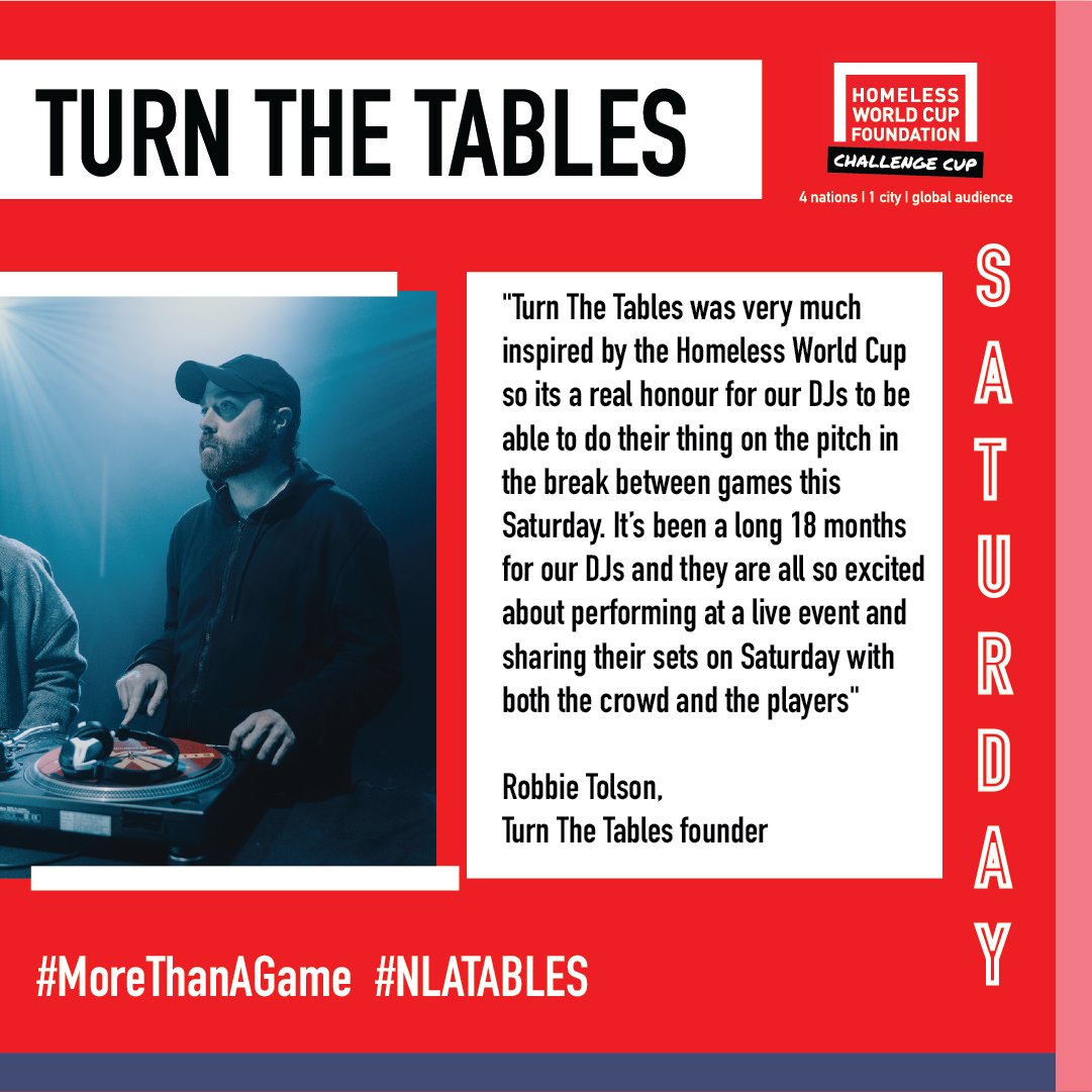 We are delighted to be joined by @turnthetablesdj for a DJ set this weekend 🎶 3:40pm Saturday ⏰

They are currently shortlisted for UK wide National Lottery Awards Project of the Year.

Help them win by sharing #NLATABLES

@LottoGoodCauses