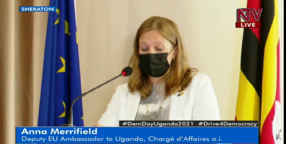 ntvuganda's tweet photo. We cannot drop our guard in defending democracy anywhere in the world - @AnnaTheFinn from @EUinUG  #DemDayUganda2021 #Drive4Democracy @SwedeninUG https://t.co/fVeuyot2vp