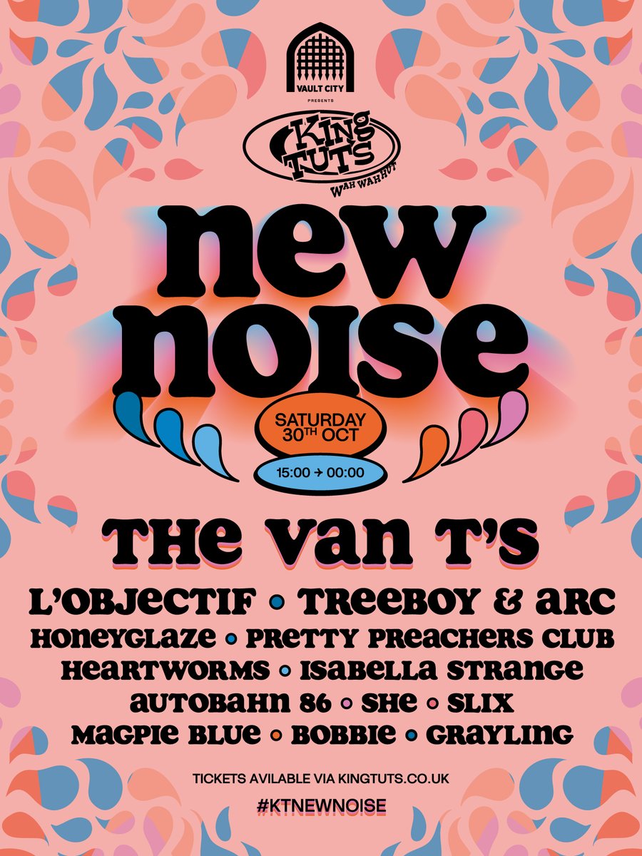 ON SALE ⇾ Tickets for @vaultcitybrew Presents New Noise in Tut's on 30th October are on sale NOW! TICKETS → ktwwh.co/newnoise