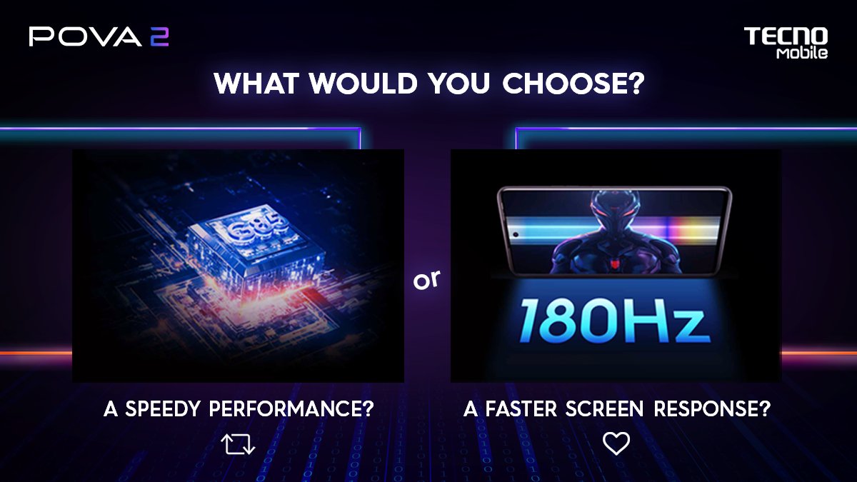 Tecnomobileph's tweet photo. Which of the two specs is your favorite? Choose your options by liking or retweeting this post! 

#PoweredToWin #POVA2GamingPhone #POVAwith7000mAh #TecnoMobilePhilippines https://t.co/YtgrSGLlKJ