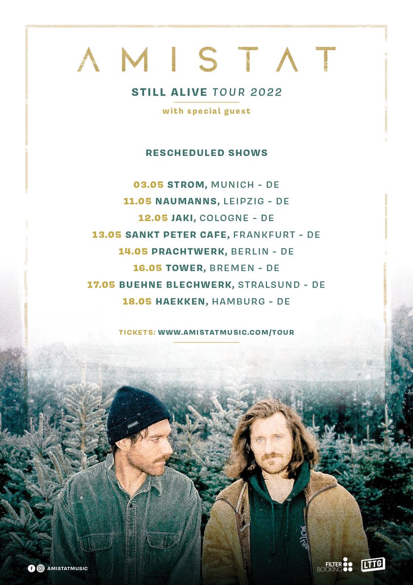 GERMANY 🇩🇪 

Here are the dates for the shows that got moved to next year May🍃 We were soo looking forward to seeing and playing for you all again!✨This years tickets will still be valid for next year. All infos plus tix via link in bio. Much love &amp; light Xx JJ🍃