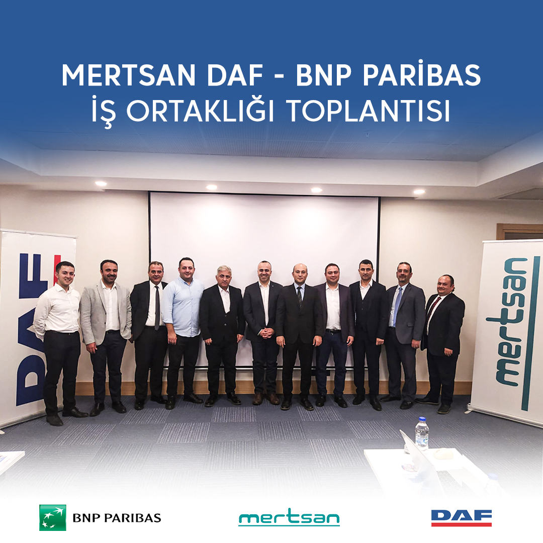 MertsanAS's tweet photo. Türkiye'nin önde gelen Leasing firmalarından BNP Parıbas ile bir araya geldik. Tüm müşterilerimizin finansal kârlılıkları için gerekli adımları atıyoruz. Türkiye'de DAF Mertsan'dan alınır. https://t.co/d2ArDj63E2