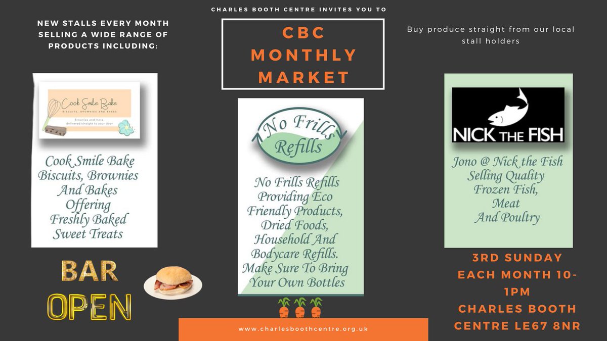 CharlesBoothC's tweet photo. It's our monthly market this Sunday, come and support your local stallholders and grab some lovely bits &amp; bobs whilst you're there! https://t.co/zjMh5kUYXu