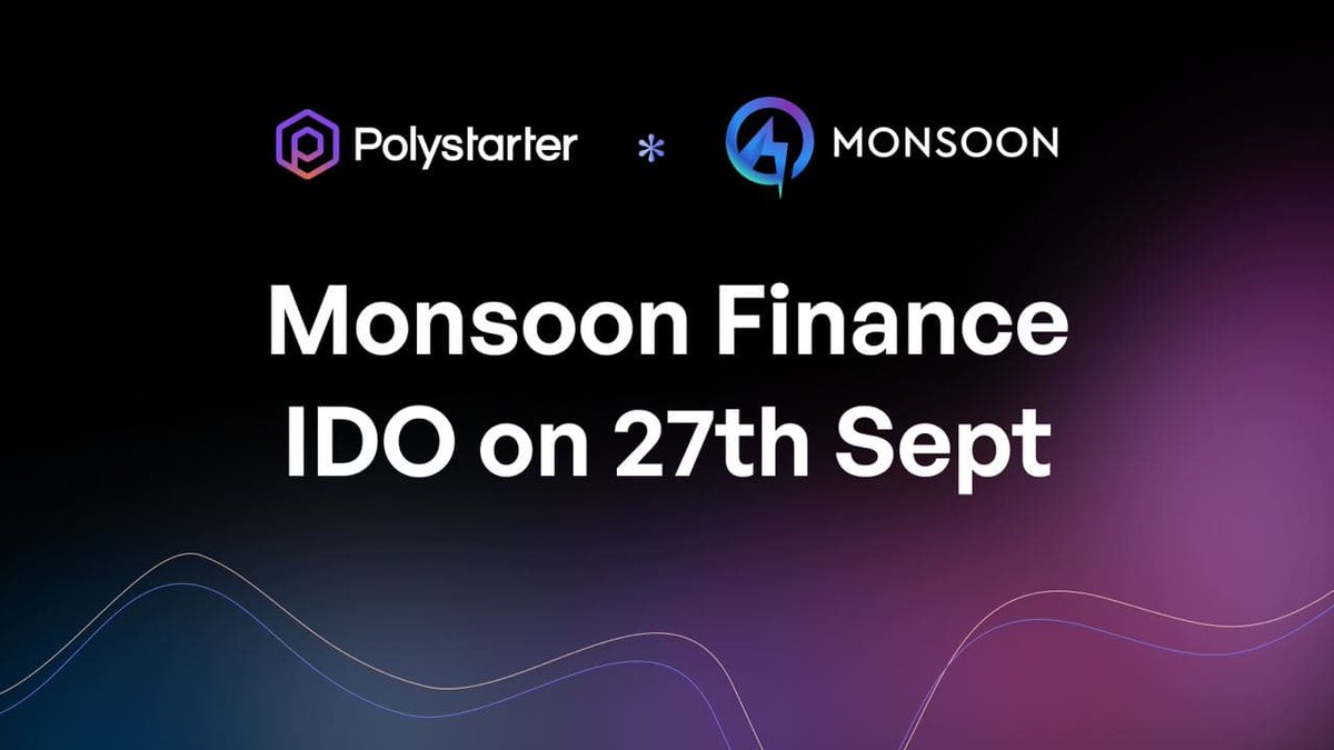 🥁 We’re super thrilled to announce that the #IDO of @monsoonFi will be held on Polystarter on 27th Sept, 2021

💱 Ticker: $MCASH

#MonsoonFinance brings the highly sought-after feature of the DeFi space to the table- Privacy. 

Stay tuned for full details!