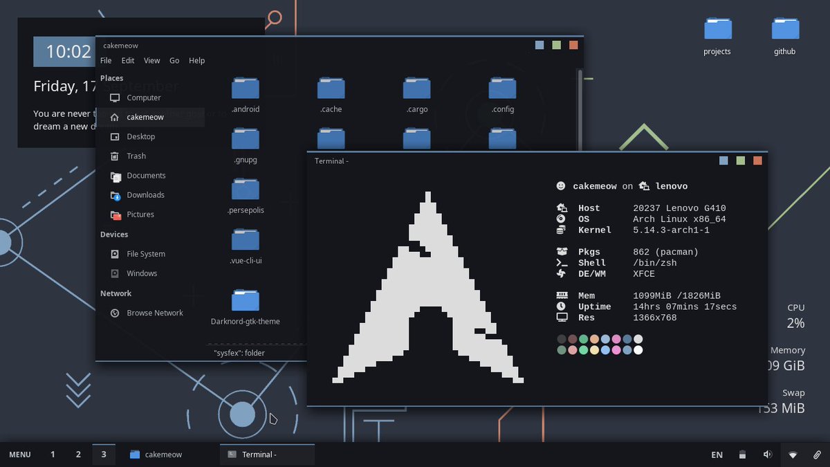 XfceNation's tweet image. Xfce #DesktopFriday
Credit: mebesus (Reddit)

#ShowYourDesktopFriday #ShowYourLinuxDesktop #ShowYourLinuxDesktopFriday #ViernesDeEscritorio #جمعه_میزکار #XfceOnTheDesktop #MakeXfceBeautiful #XfceUI #archlinux 

reddit.com/r/unixporn/com…