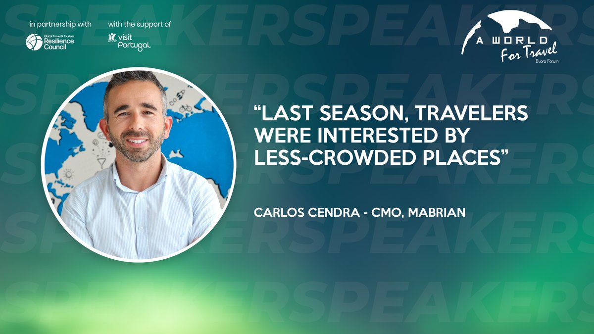 aworldfortravel's tweet photo. Carlos Cendra (@ccendracruz), CMO, @MabrianOfficial about travelers this summer 🤝
#AWFT21 #travelers https://t.co/IwQet7b6J3