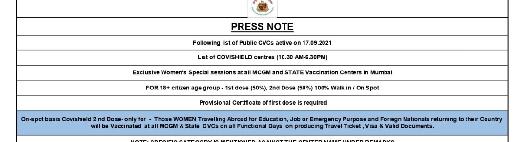 DipsNatani's tweet photo. @mybmc @CMOMaharashtra @rajeshtope11 @AslamShaikh_MLA @AUThackeray @mayor_mumbai @mybmcHealthDept @mybmcPHD @PIBMumbai But it is not open for all women. The press note mentions it's only for those women travelling abroad for studies/ job or emergency! https://t.co/Vj4NwjNYeT
