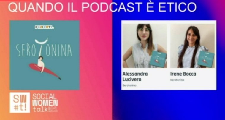 pazienti's tweet photo. .@BellomoLab, a @SocialWomenTalk, parla del nostro podcast: "spesso noi donne ci mettiamo da parte, ma nel campo medico non fare domande è un problema. Serotonina è uno spazio dove non ci sono tabù. Fare #podcast in maniera etica, da donne a donne, si può."
#SocialWomenTalk https://t.co/Amky85Rd3A
