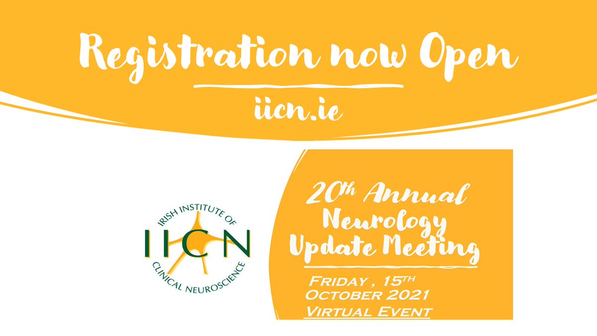 IICN (@iicn_ie) on Twitter photo Irish Institute of Clinical Neuroscience <a href="/IICN_ie/">IICN</a>
Registration is now open for our 20th Annual Neurology Update Meeting taking place as a virtual event on Friday 15th October. Go to iicn.ie to register #NUM2021 <a href="/CuhNeurology/">CUH Neurology</a> <a href="/irishgerontsoc/">Irish Gerontological Society</a> <a href="/NeurologyTcd/">TCD_Neurology</a> <a href="/scon14/">Sean Connolly</a> Irish Institute of Clinical Neuroscience <a href="/IICN_ie/">IICN</a>
Registration is now open for our 20th Annual Neurology Update Meeting taking place as a virtual event on Friday 15th October. Go to iicn.ie to register #NUM2021 <a href="/CuhNeurology/">CUH Neurology</a> <a href="/irishgerontsoc/">Irish Gerontological Society</a> <a href="/NeurologyTcd/">TCD_Neurology</a> <a href="/scon14/">Sean Connolly</a>