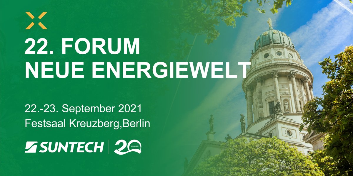 Treffen Sie das Team von Suntech am 22. und 23. September 2021 auf dem Forum Neue Energiewelt in #Berlin. Wir werden kommende Woche mit dabei sein, freuen sich auf den Austausch mit Ihnen! 
Jetzt anmelden unter: lnkd.in/dGU-_Ns
#Suntech #PV @Conexio-PSE
