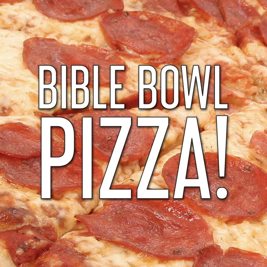 Support our Bible Bowl teams, just by eating pizza! You can order pizzas online through Sunday, September 25. 

Order here today: bit.ly/3ClL8To