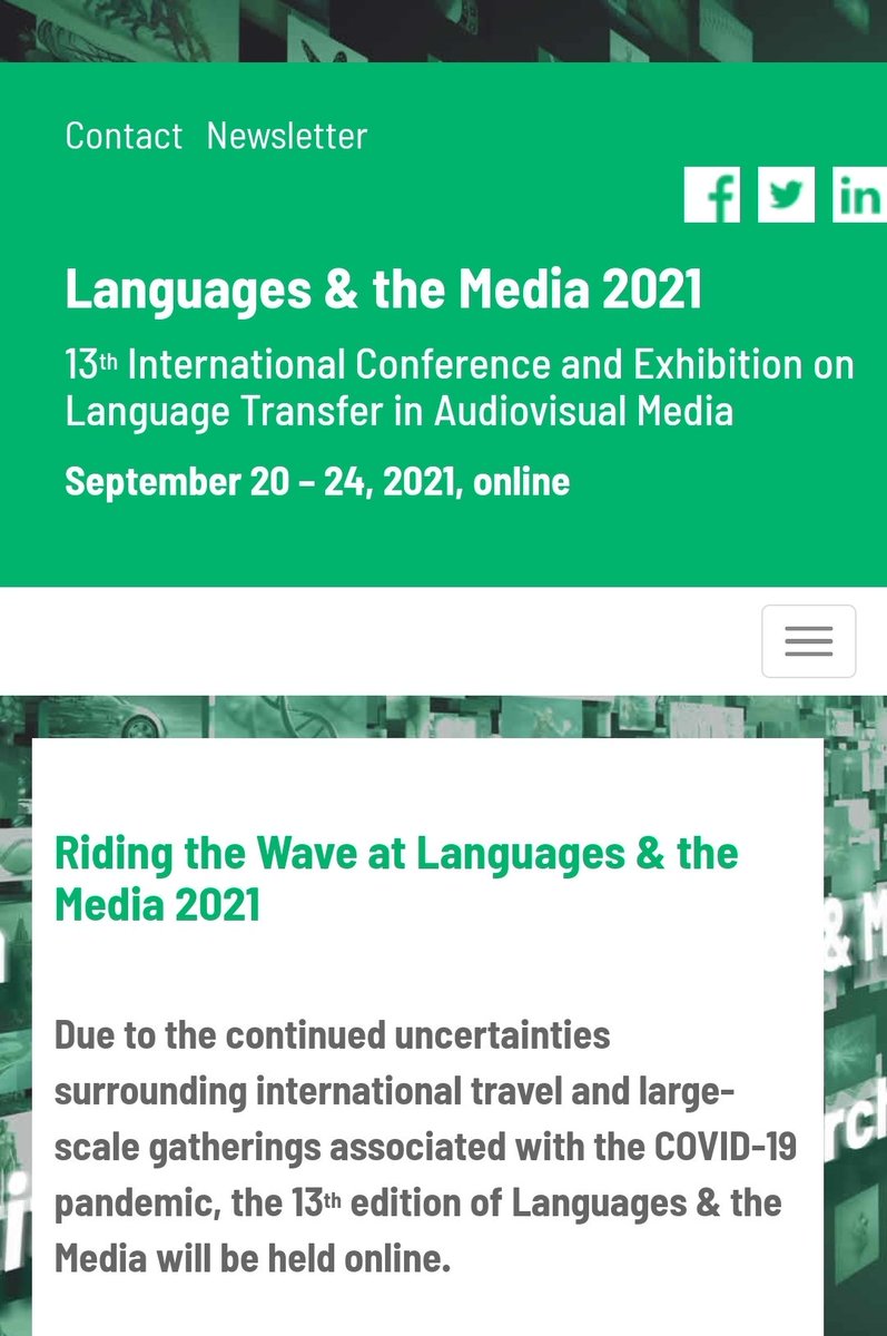LanguageSector's tweet image. 🇪🇺 On the #LanguageSector events calendar you can find many events such as &quot;Languages and the media 2021&quot; (13th International Conference on Language Transfer in Audiovisual Media). Find out more about it here 📆 thelanguagesector.eu/en/eventscalen… or here 👉🏻 languages-media.com