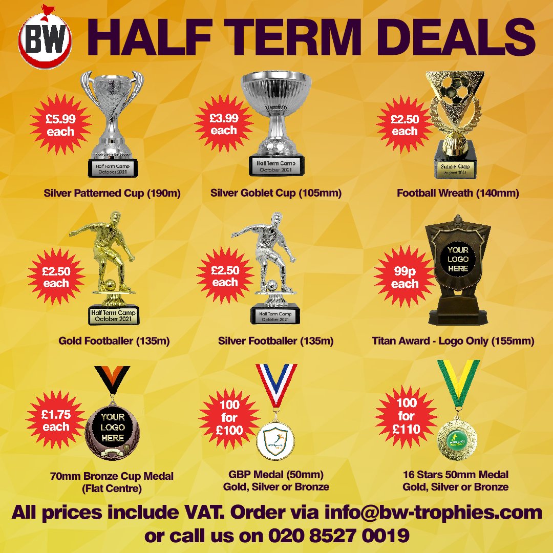 Lots of great new offers and #bargains for all your #football #multisport #sportscamps #awards Get in quick to avoid missing out! #soccercamps #medals #trophies #cups #soccerschools #halfterm