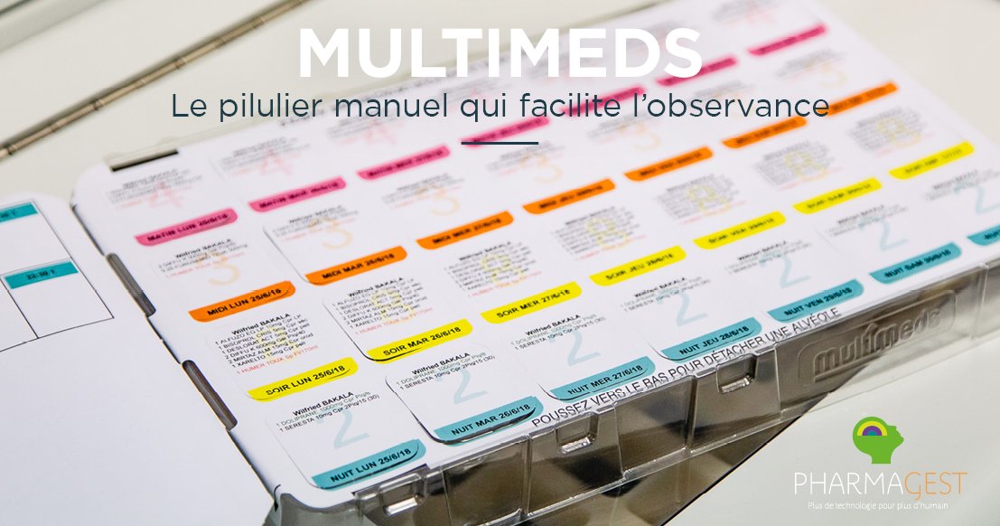 Pharmagest's tweet image. [OBSERVANCE : #MULTIMEDS]
Avec le pilulier Multimeds, permettez à vos patients une meilleure #observance en proposant un service sur mesure et limitez les risques iatrogéniques

En savoir plus : bit.ly/3nZoDh4

#pharmacieaugementée #pharmagest