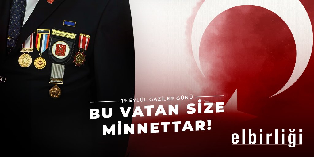 elbirligidergi's tweet photo. Gazilik nesiller boyu taşınacak bir onurdur! Vatan uğruna canlarını hiçe sayan kahraman gazilerimizi 19 Eylül Gaziler Günü’nde saygıyla anıyor, her birine sonsuz şükran ve minnetlerimizi sunuyoruz.

#ElbirliğiDergisi #GazilerGünü https://t.co/O4CrtFvn3p