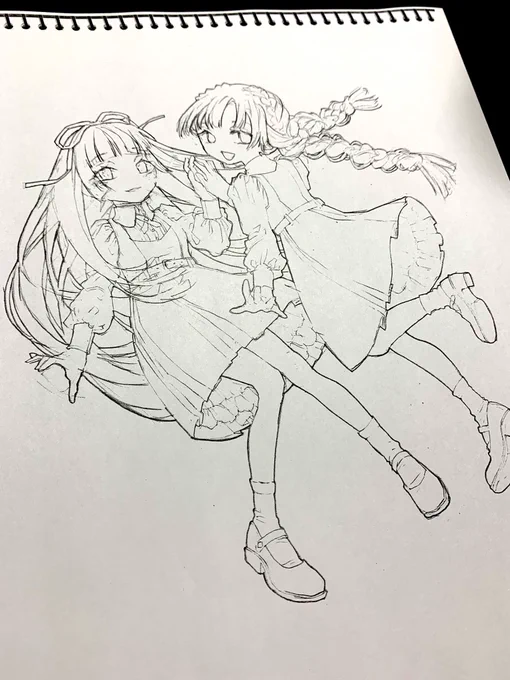 今夜も描いてく(*⁰▿⁰*)ノ制服コミュニケーション3に向けて描いてるところここから背景描いていくよー大幅に構図変えたけどテーマは一緒 