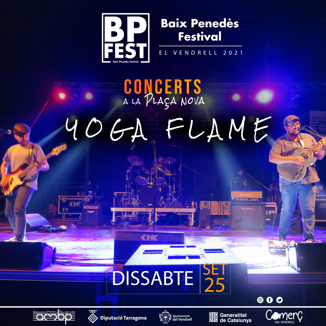BPFest's tweet photo. D'aquí uns minuts, a la Plaça Nova del Vendrell, comencen els concerts en directe del BPFest21 de la mà de YOGA FLAME. 
Rock calafallenc amb molta energia!

https://t.co/LKekJMXVjq
https://t.co/U0HzBICHSh https://t.co/QDLY5G68j7