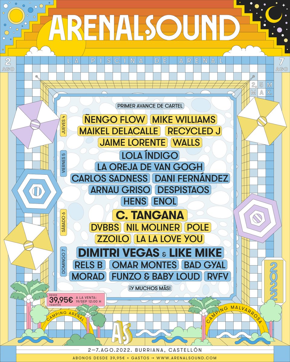 🔥 PRIMER AVANCE 🔥 Y para celebrarlo sorteamos 2 abonos generales entre todos los que: 

1 - Sigue a @arenalsound 
2 - Haz RT 
3 - Twittea con el hashtag #ConfirmacionesArenalSound hasta las 15:00h 
¡Cuantas más veces mejor!

Abonos a la venta 19/SEPT en arenalsound.com