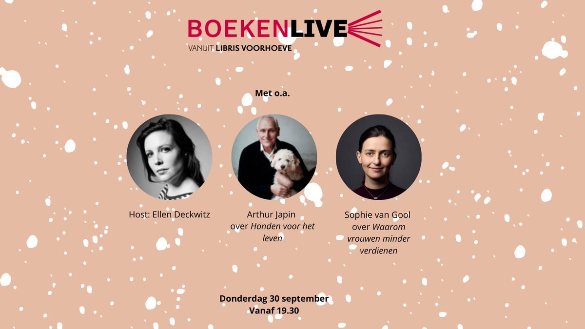 Op donderdag 30 september om 19.30 uur: het online boekenprogramma BoekenLive vanuit Libris Voorhoeve. Meld je nu aan op boekenlive.nl. 
#boekenlive #librisvoorhoeve