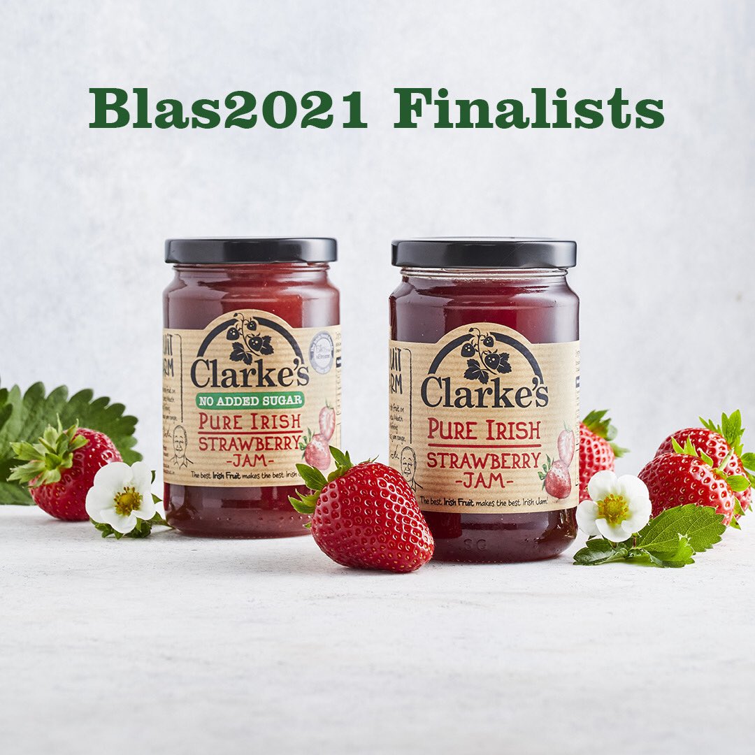 We are delighted our delicious #strawberry and strawberry no added sugar jams have reached the #blasnaheireann finals!
Good luck to all the amazing #IrishFoodProducers. The #awards are on Saturday October 2nd 🤞

#irishfruit #shopirish #irishjam #irishfoodawards #blas2021