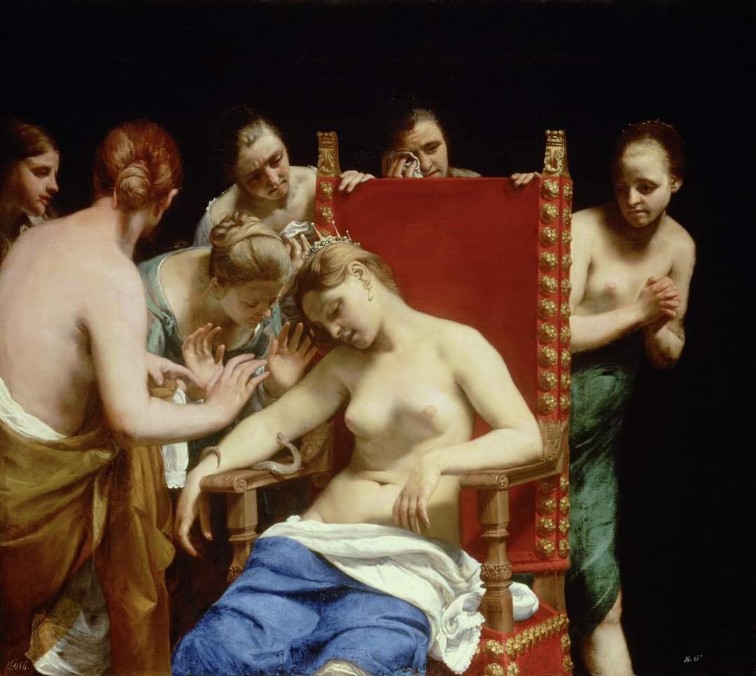 BarberiniCorsin's tweet photo. Le analisi del 1986 hanno rivelato che il quadro è formato da circa cinque tele unite con una cucitura piatta a un pezzo centrale, di maggiore spessore e forma rettangolare. Il rettangolo corrisponde alla sola figura della Cleopatra morente.
#TempoBarocco #palazzobarberini https://t.co/TismNLTd6O