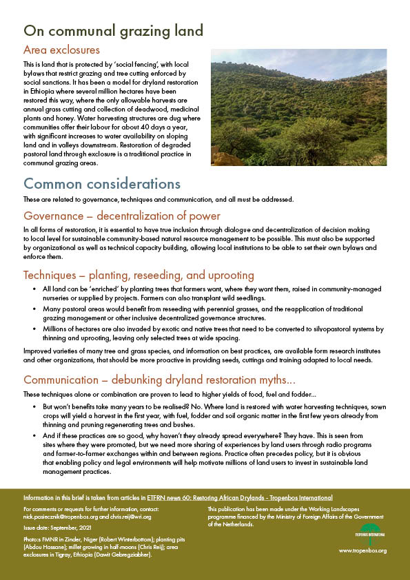 Tropenbos's tweet photo. New brief describes three principles for scaling dryland restoration:
✔️Natural regeneration
✔️Simple water harvesting techniques
✔️Area exclosures

download here⬇️ https://t.co/eBHuvBtzN7
@WorldResources @restoreforward @UNCCD @GreenWallAfrica @PENHANetwork https://t.co/NgX3T084bC