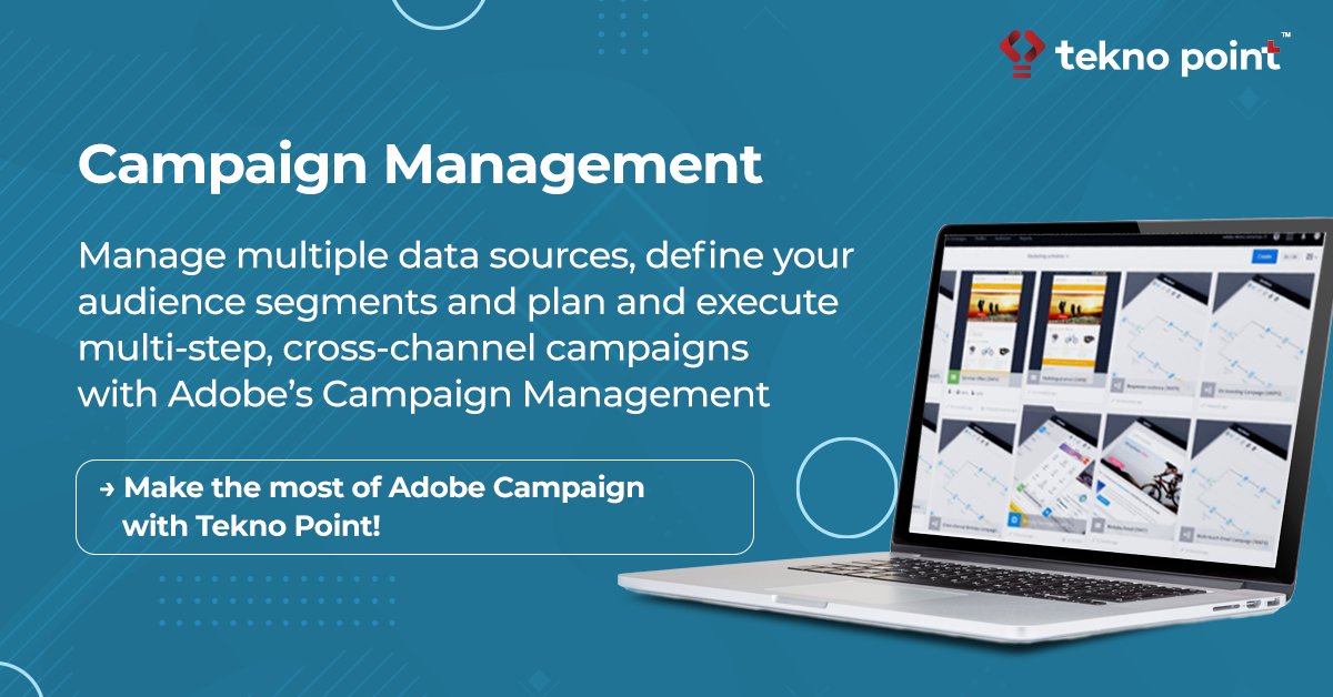 With #Adobe’s #campaignmanagement tools, brands can take full control of their #marketing initiatives by easily segmenting audiences &amp; orchestrating cross-channel marketing campaigns to give customers engaging experiences. 

Partner with #eknoPoint - teknopoint.in

#AEM