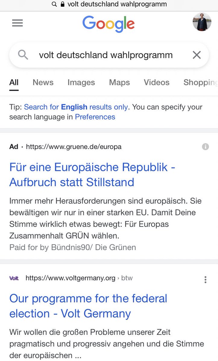 Eiskaltes Targeting, liebe <a href="/Die_Gruenen/">BÜNDNIS 90/DIE GRÜNEN</a> 😉

<a href="/VoltDeutschland/">Volt Deutschland</a> &amp; unsere potentiellen Wähler*innen sind geehrt, dass ihr eure 💰💸 in uns investiert!

Möge die bessere Ad-Kampagne gewinnen 🤺