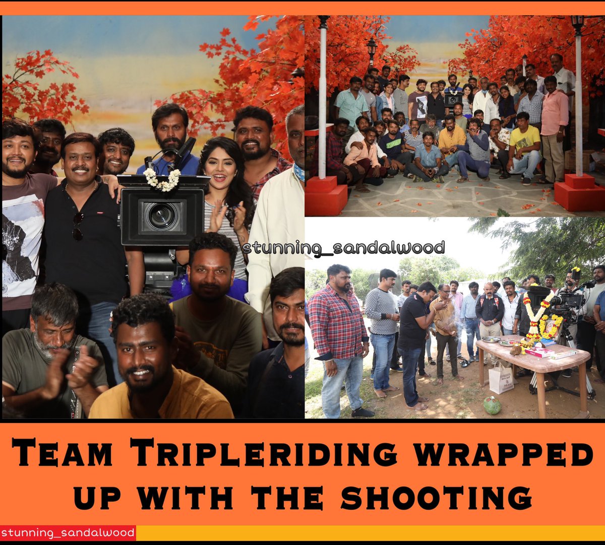 Team #tripleriding wraps up with the shooting 
• @Official_Ganesh @AditiPrabhudeva @nimmamegha #maheshgowda
