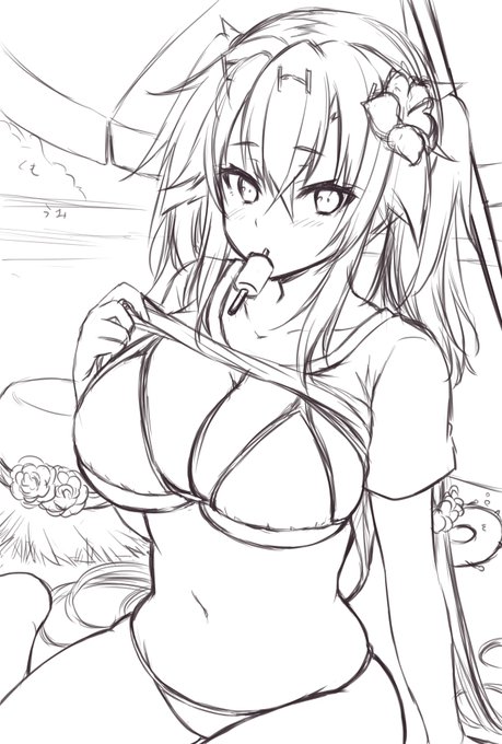 #このタグを見た人はラフ画とその完成絵を見せる

これはラフからしっかりイメージ固まってた武蔵しゃん・・ 