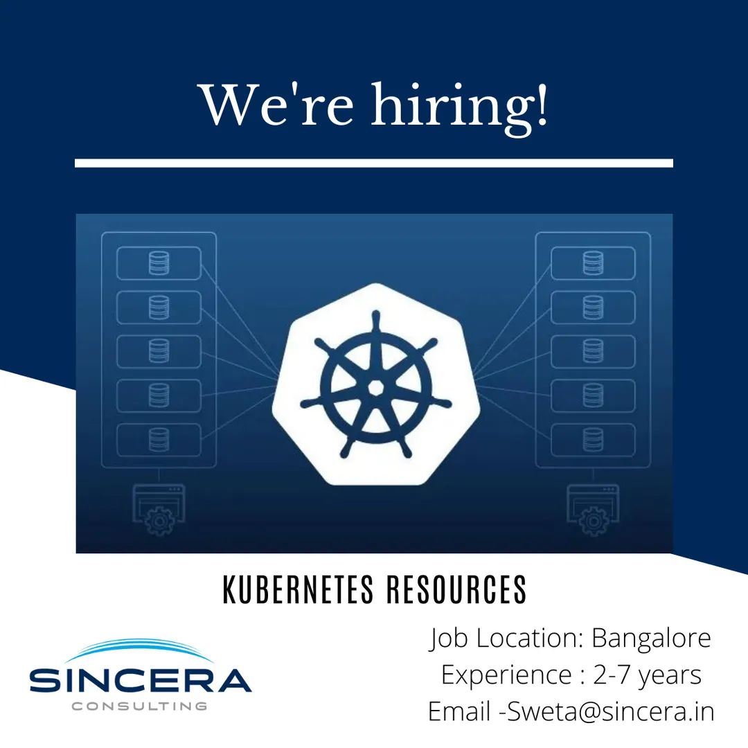 sincera_india's tweet image. Hiring Kubernetes Resources

Mandatory skill: Kubernetes, Java, Springboot, Helm charts
 
Location: Bangalore
Experience : 2-7 years
Email profiles to sweta@sincera.in

#Kubernetes #KubernetesJobs #KubernetesRequirement #KubernetesDeveloper #KuberenetesDeveloperJobs #SoftwareJobs