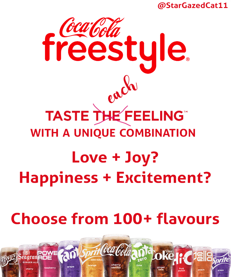 StarGazedCat11's tweet photo. @OneMinuteBriefs
 Because no matter your combination of feelings, there's a #CocaColaFreestyle for it @CCFreestyle https://t.co/jjJzMHpO6C