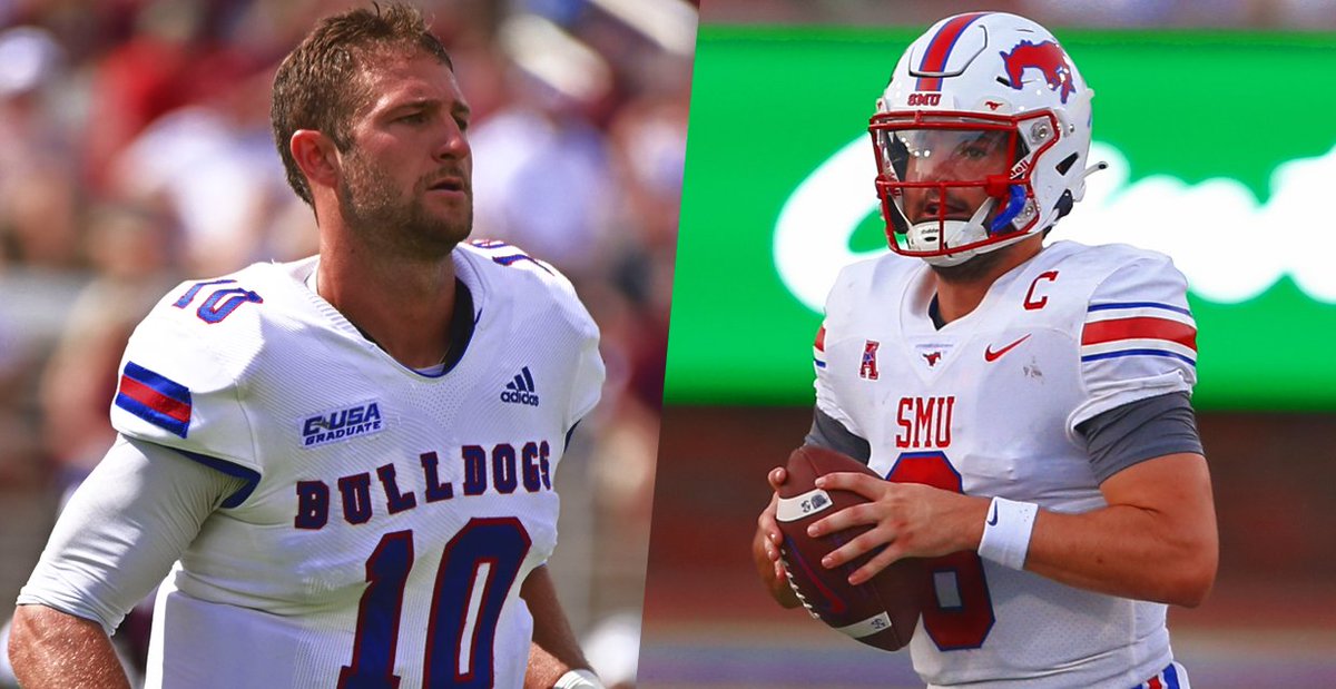 chris_hummer's tweet photo. Austin Kendall had started a full-time job in Dallas when Louisiana Tech offered him in July. So who did he call to ask for advice? SMU's Tanner Mordecai. 

The former Oklahoma teammates will now face off this weekend. 

https://t.co/rxdH0ANjke https://t.co/vVk15Rd1th