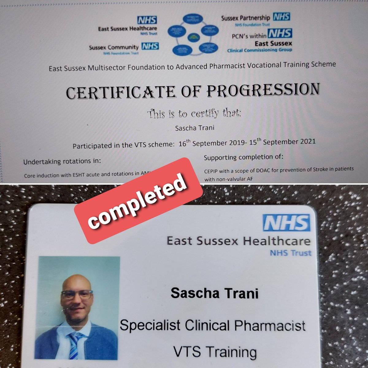 Sascha (@sascha04982729) on Twitter photo Can't believe is been two years already .First pharmacist to complete <a href="/PharmacyVts/">@Pharmacy_VTS</a> ,incredible journey. #eshtpharmacy
👉Acute medicine Unit ward
👉Frailty ward
👉MOCH
👉CCG Medicine Management
👉Bexhill PCN
👉Acute and community Mental Health
👉Community Health Service Can't believe is been two years already .First pharmacist to complete <a href="/PharmacyVts/">@Pharmacy_VTS</a> ,incredible journey. #eshtpharmacy
👉Acute medicine Unit ward
👉Frailty ward
👉MOCH
👉CCG Medicine Management
👉Bexhill PCN
👉Acute and community Mental Health
👉Community Health Service