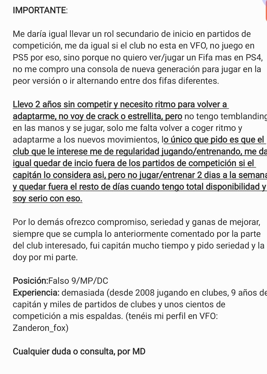 Zanderon_fox's tweet photo. Venga, ahora en serio, busco club en PS5 y solo en esta plataforma y en el Fifa bueno, quiero volver al circo, MD abiertos, entraría a probar a partir del dia 27 ya en Fifa22 en PS5 para los interesados, importante leer:

Se agradece RT @VFO_fichajes @Ayudas_Fichajes @jottakao https://t.co/GLnIdsb7nY