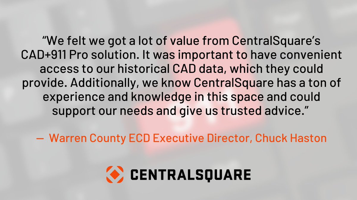 CentralSqTech's tweet image. Better integration of CAD and 911 workflow is on the horizon for Warren County, TN who have selected CentralSquare&apos;s integrated CAD+911 Pro solution to streamline their current system. Learn more:  bit.ly/3zf3GCx 

#publicsafety #cadpro #cadsolutions #dispatch